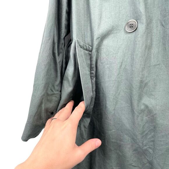 Madewell‎ Textural linen blend unlined Trench Coat Size XXS Architect Green - Picture 10 of 16